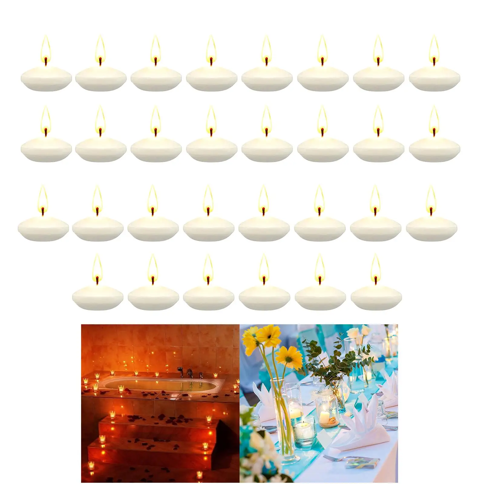 30Pcs Unscented Floating Candles Tealight Candles for Weddings Christmas