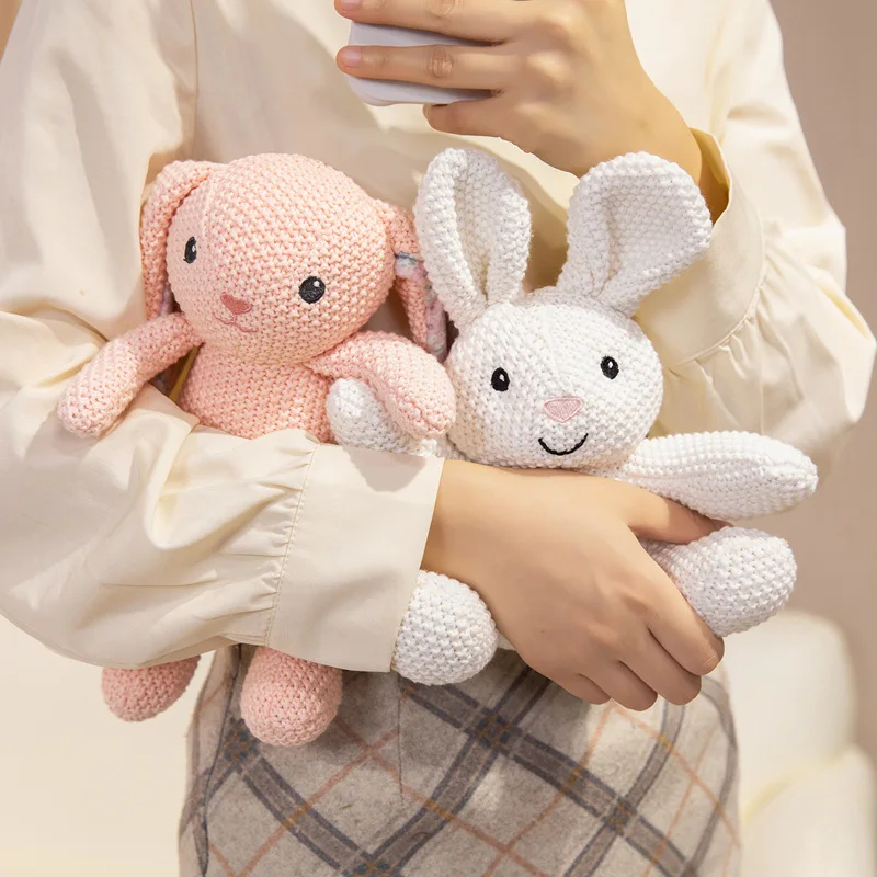 Boneca animal de malha artesanal urso coelho elefante raposa crochê boneca bebê brinquedo calmante brinquedo educativo fotografia adereços