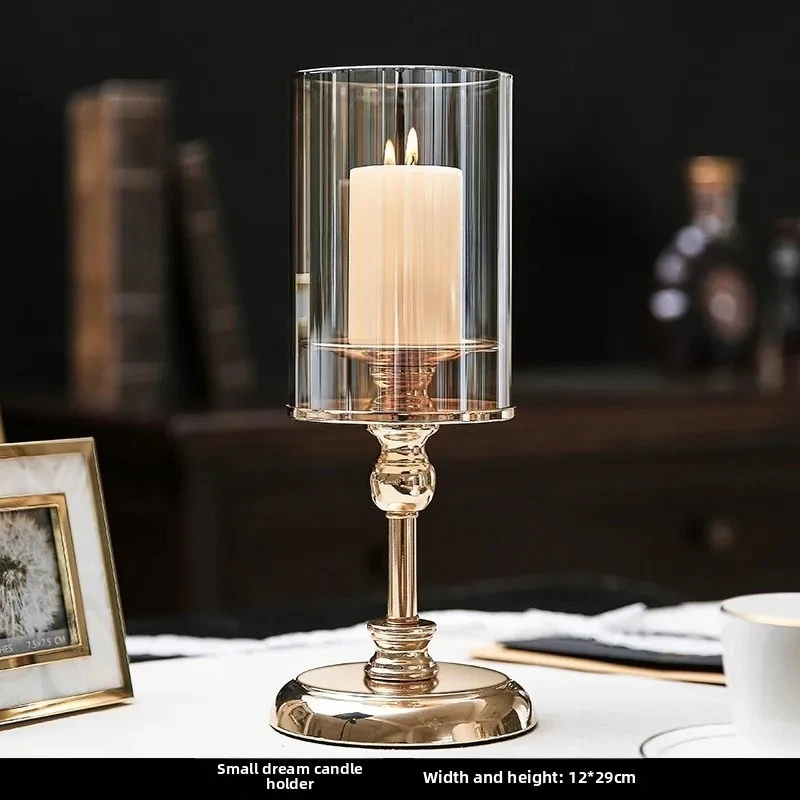 home decoration table soft decoration living room hotel wedding decoration candle holder light luxury metal candle holder