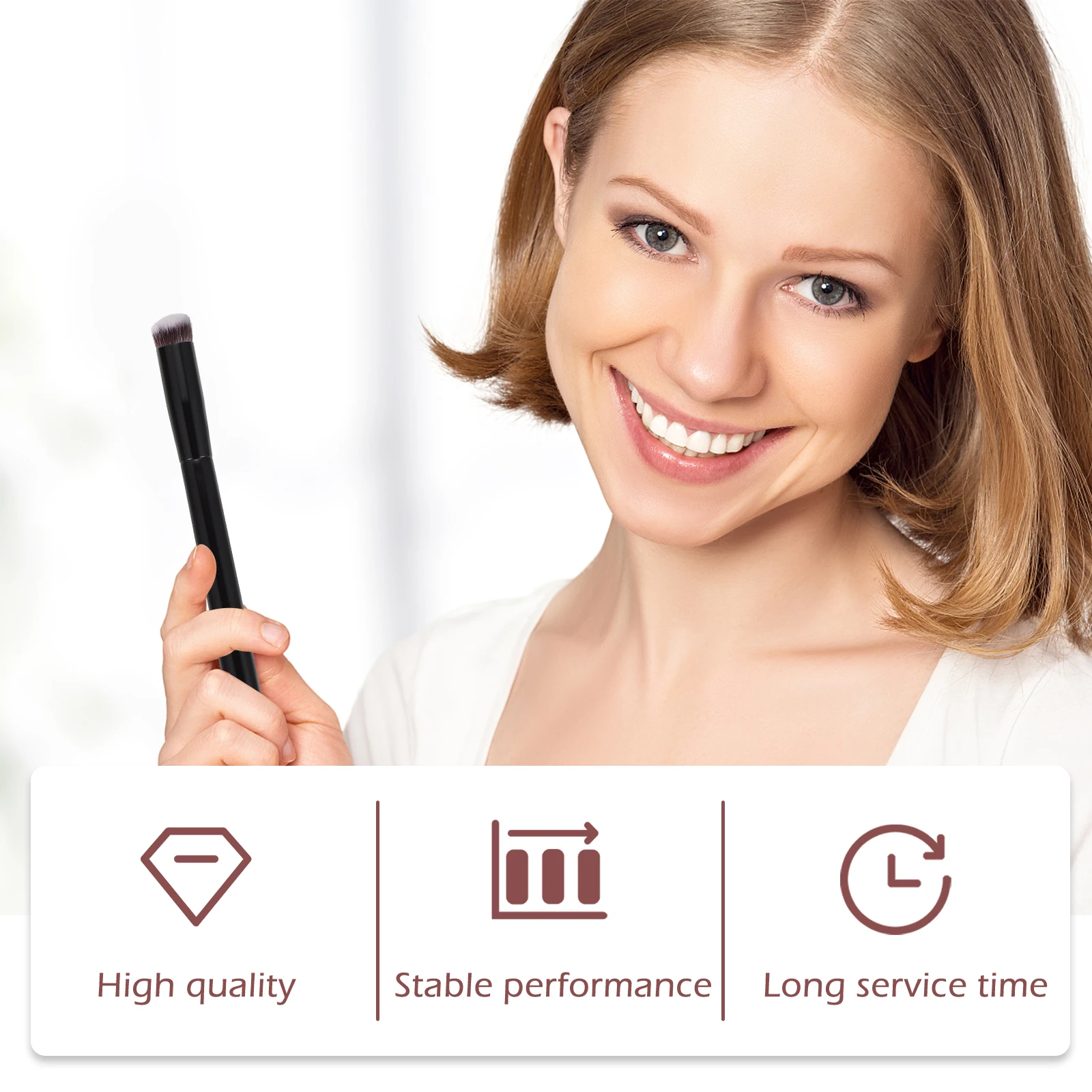 

2Pcs Double-Fiber Makeup Brush Stippling Tool Lightweight Portable Fashionable Design Smooth Touch Home Beauty