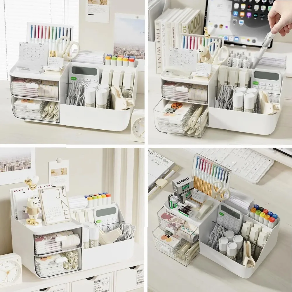 

Desktop Storage Box, Divided Drawer For Easy Organization, Office Stationery Organizer, Study Desk Storage Rack