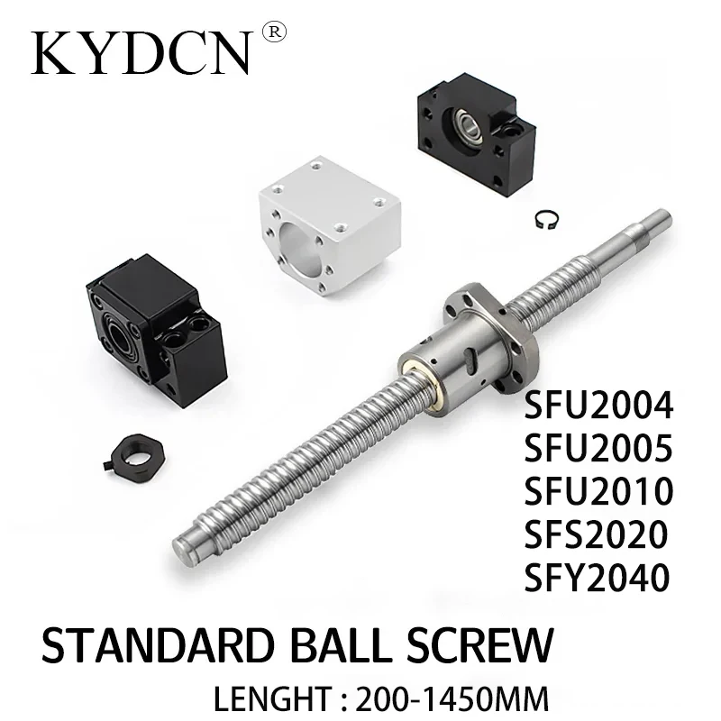 With Flange Single C7 Ball Nut End Machined CNC Parts SFU2004 SFU2005 SFS2010 SFE2020 SFY2040 200-1450mm Rolled Ballscrew