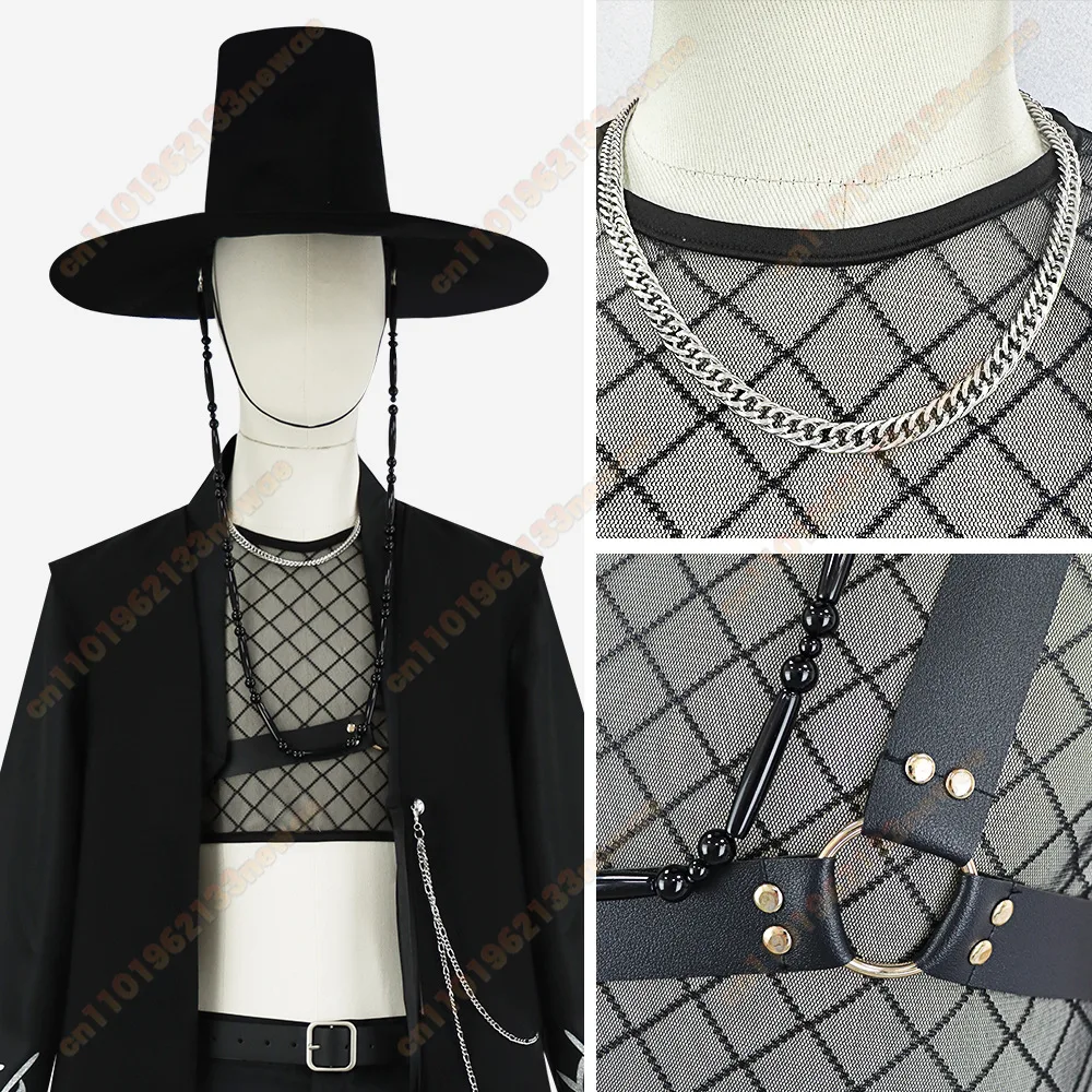 Miniso anime demon hunter saja menino jinu conjunto de fantasia cosplay- grupo kpop estilo coreano terno masculino com chapéu para adereços de halloween