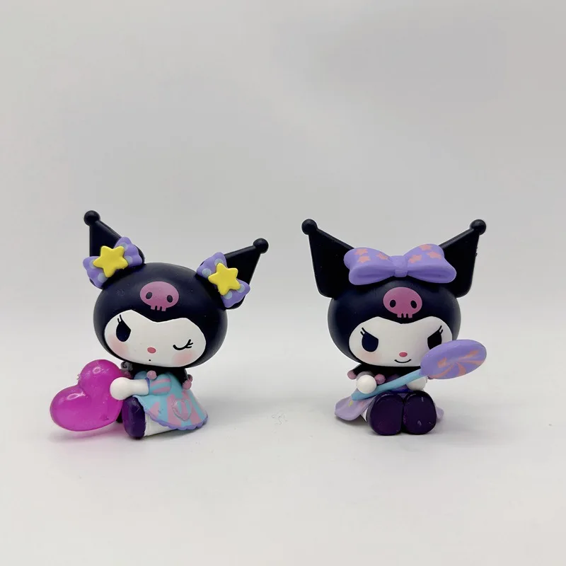 6 sztuk/zestaw Sanrio pudełko z niespodzianką Kuromi figurek z Anime bez torebki z lalki Anime cukrowej-niespodzianka słodka kolekcja modeli zabawka