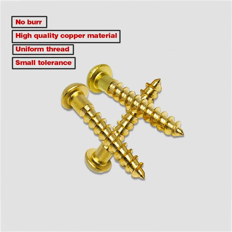 Solid Pure Brass Half Round Pan Head Self Tapping Screws Cross Philips Drive M2 to M5