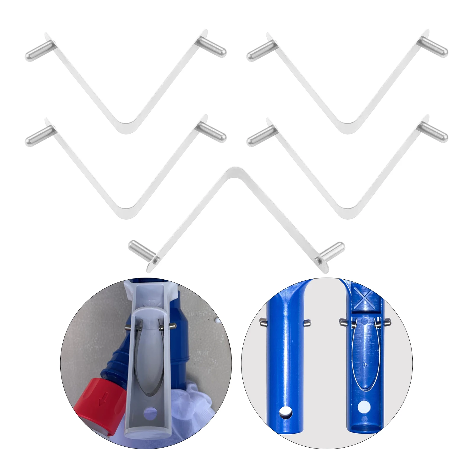 5PCS 60*8mm V Shaped Pool Brush Clips Stainless Steel For Skimmer Nets Rakes Brushes And Handles Swimming Cleaning Tool