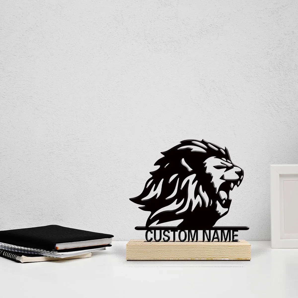 1pc Desktop Metal Ornaments Customizable Name With Wooden Base Suitable for Fireplaces,Study Rooms,and Offices
