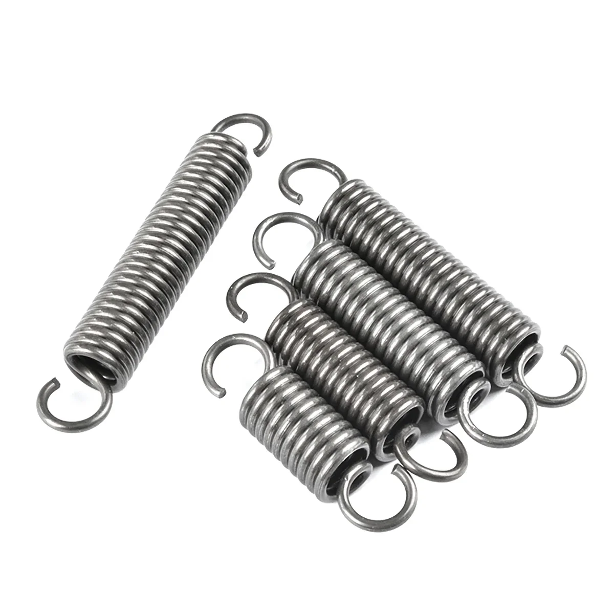 Sterke trekveer met enkele haak, verenstaal, draad 2/2,5 mm, buiten 12-20 mm, lengte 14,5-200 mm, ondersteuning voor maatwerk