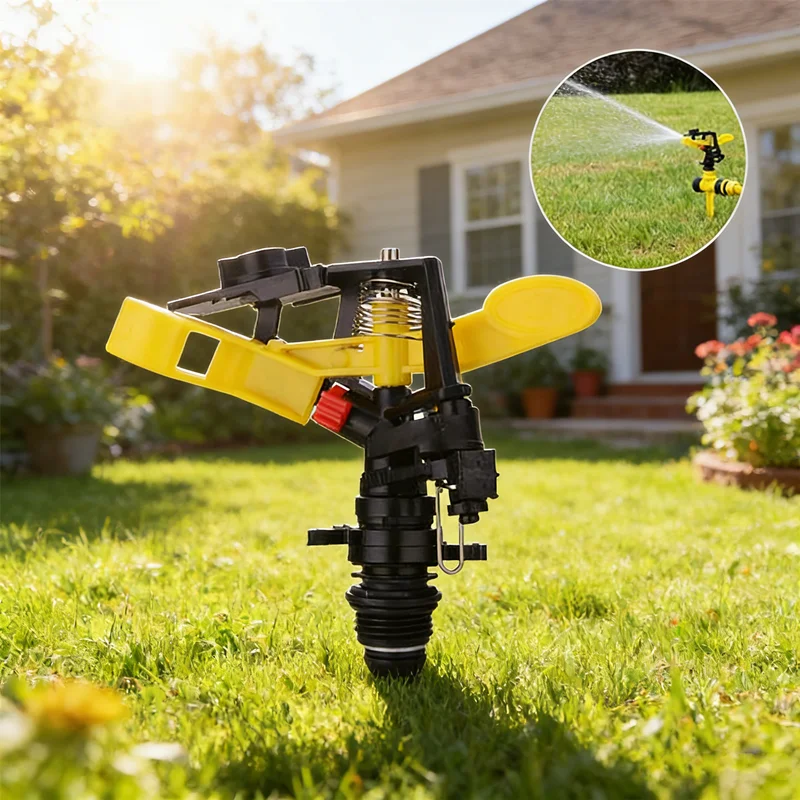 Water-Saving Sprinkler Head 360° Rotating Design with Dual Male Threads (1/2