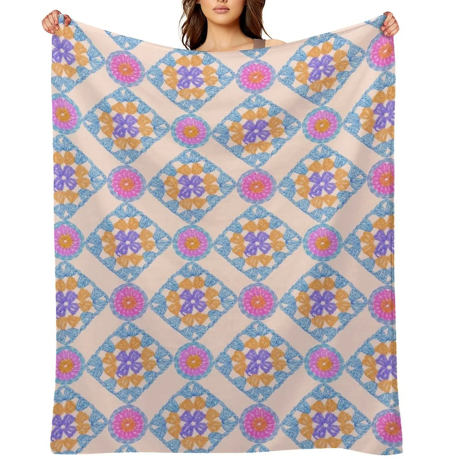 

Granny square Throw Blanket Large Hairys Thermal Comforter Blankets