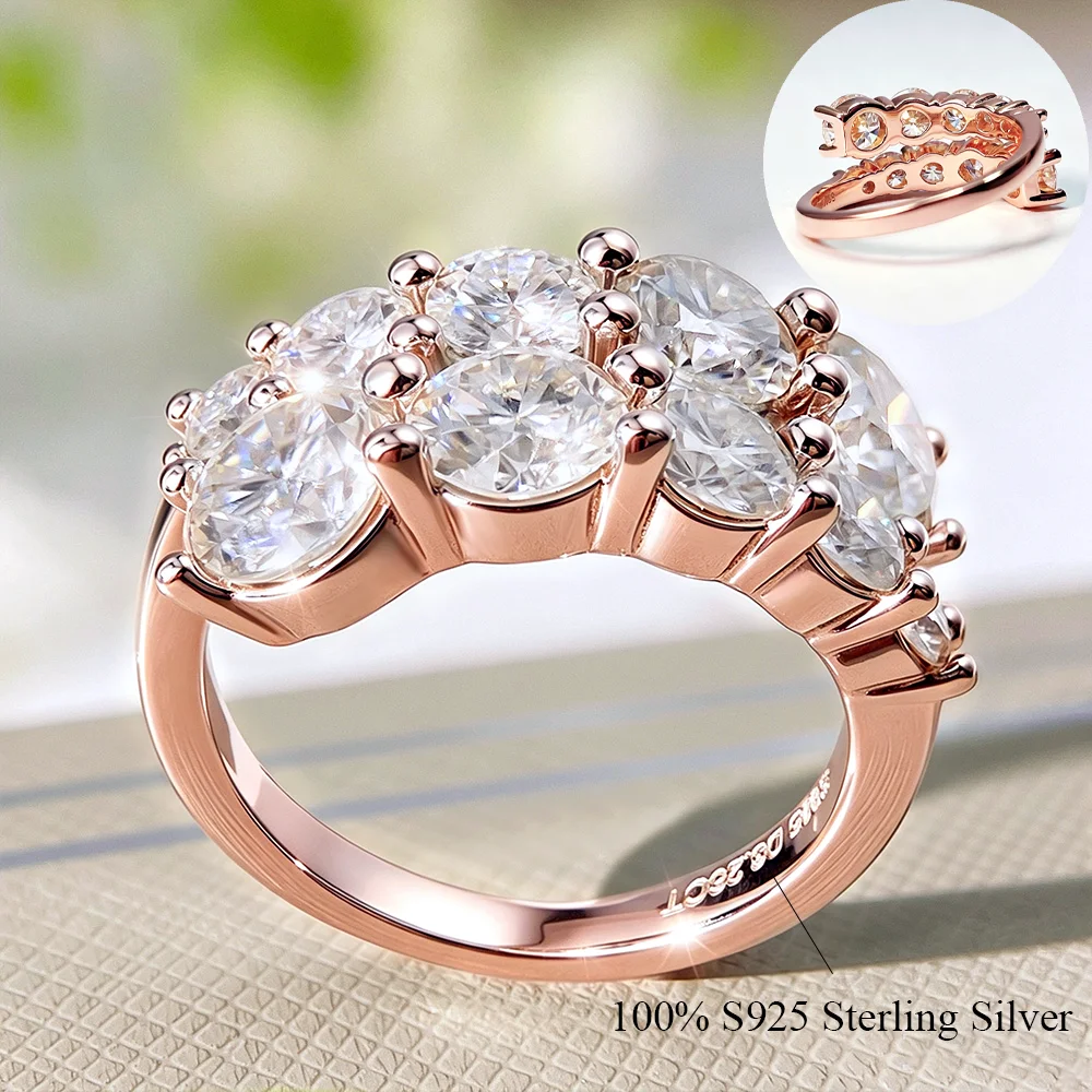 Obrázek 5: COSYA plný moissanite prsten pro ženy S925 stříbro 18K zlato 10uo klenot gradiant diamant nastavitelný otevřený svatební pás jemný šperků dar