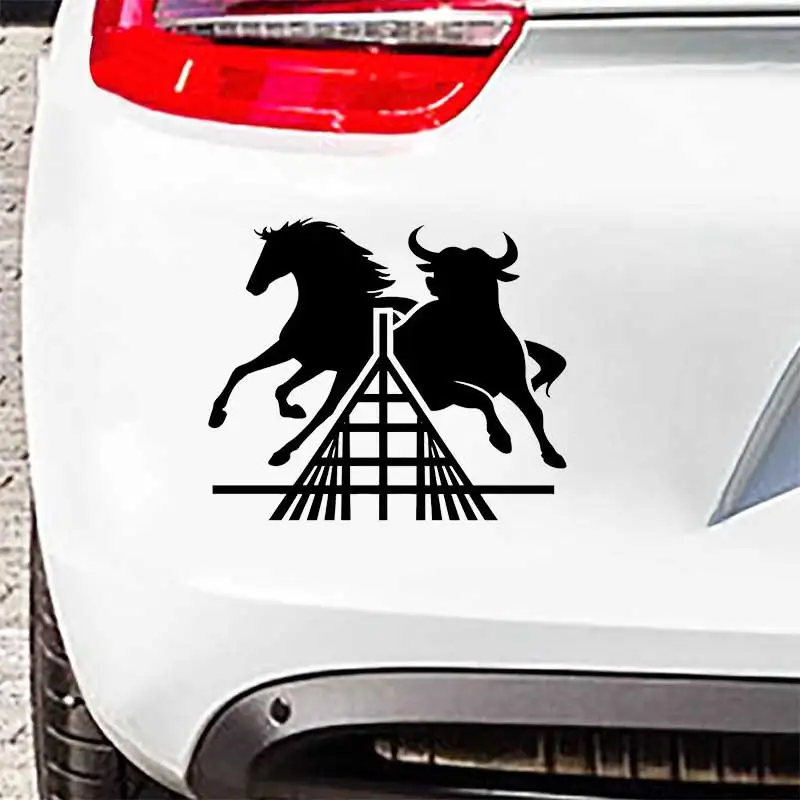Car Sticker Vinyl Decal, Cattle Horse Crossing Road Warning Sign , Waterproof Self‑adhesive Sticker For Car Bumper Window SH1333