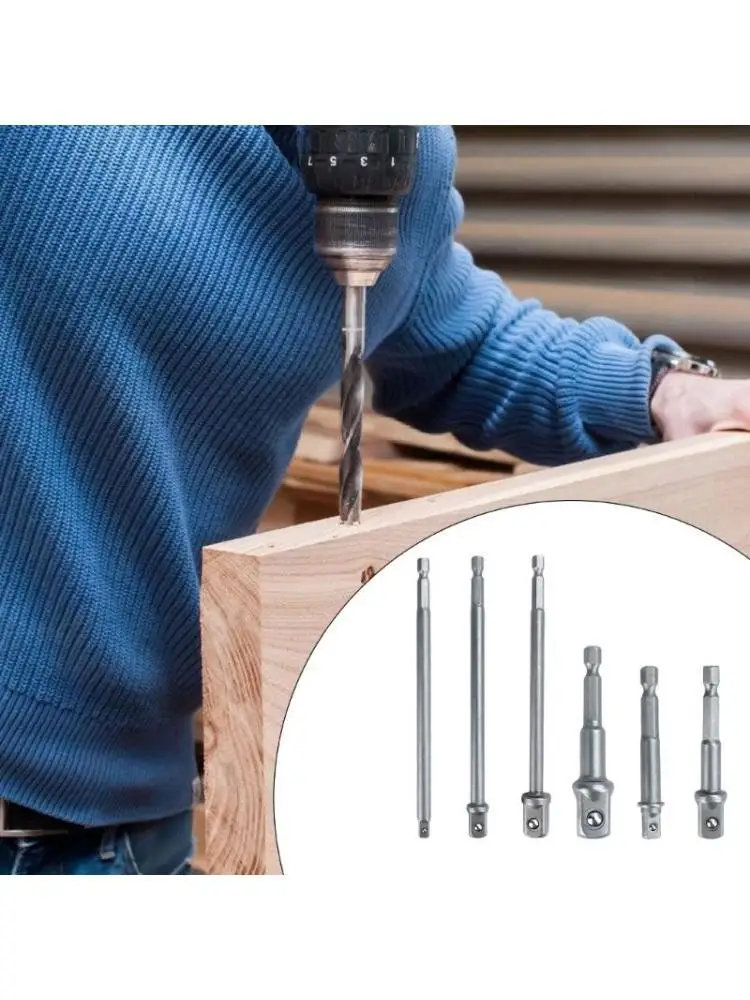y1ud 6pcs الأكمام توصيل محول رأس قضيب رأس محول التأثير السداسي سد shank شريط بت مجموعة 1/4 3/8 بت أدوات الطاقة #1