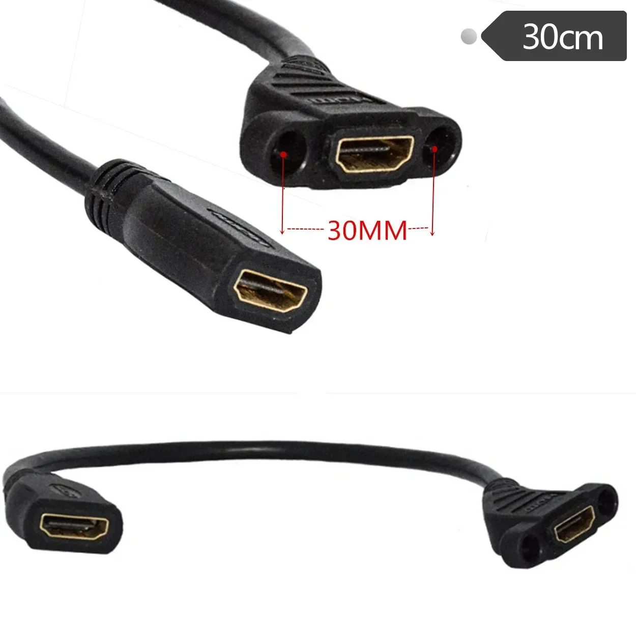 HDMI-compatible Female To Female Panel Mount Extension Gold Plated Cable 1.4V/1080P