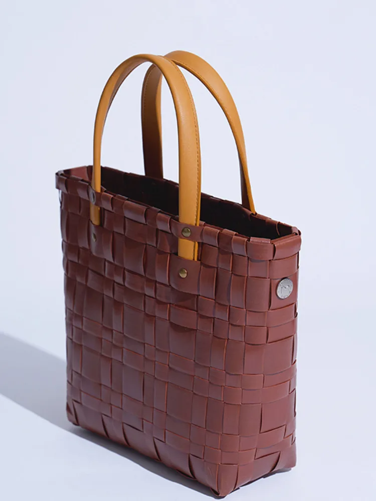 JNMC Women's coffee color hand-woven design fashion daily travel handbag