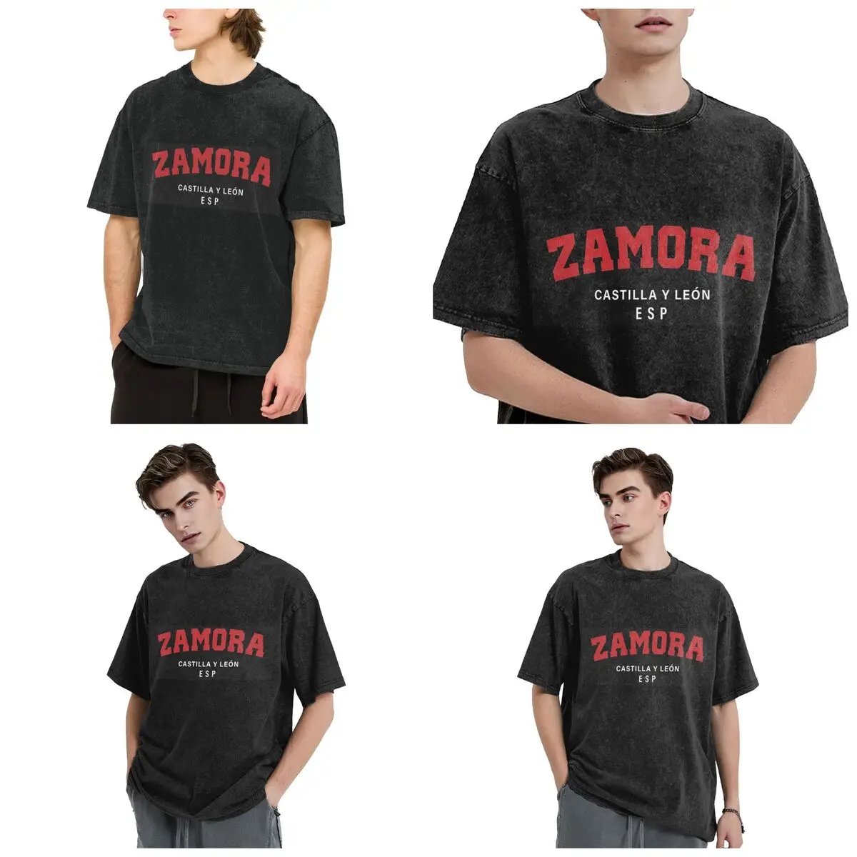 Streetwear T-Shirts Zamora Castilla And Leon Spain Washed T Shirt Short Sleeve Hip Hop T-Shirt Tops Tees for Men Women