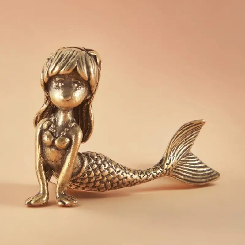 

Fairy Tale Peripheral Daughter of the Sea Mermaid Trendy Desktop Decoration Craft Brass Figurine