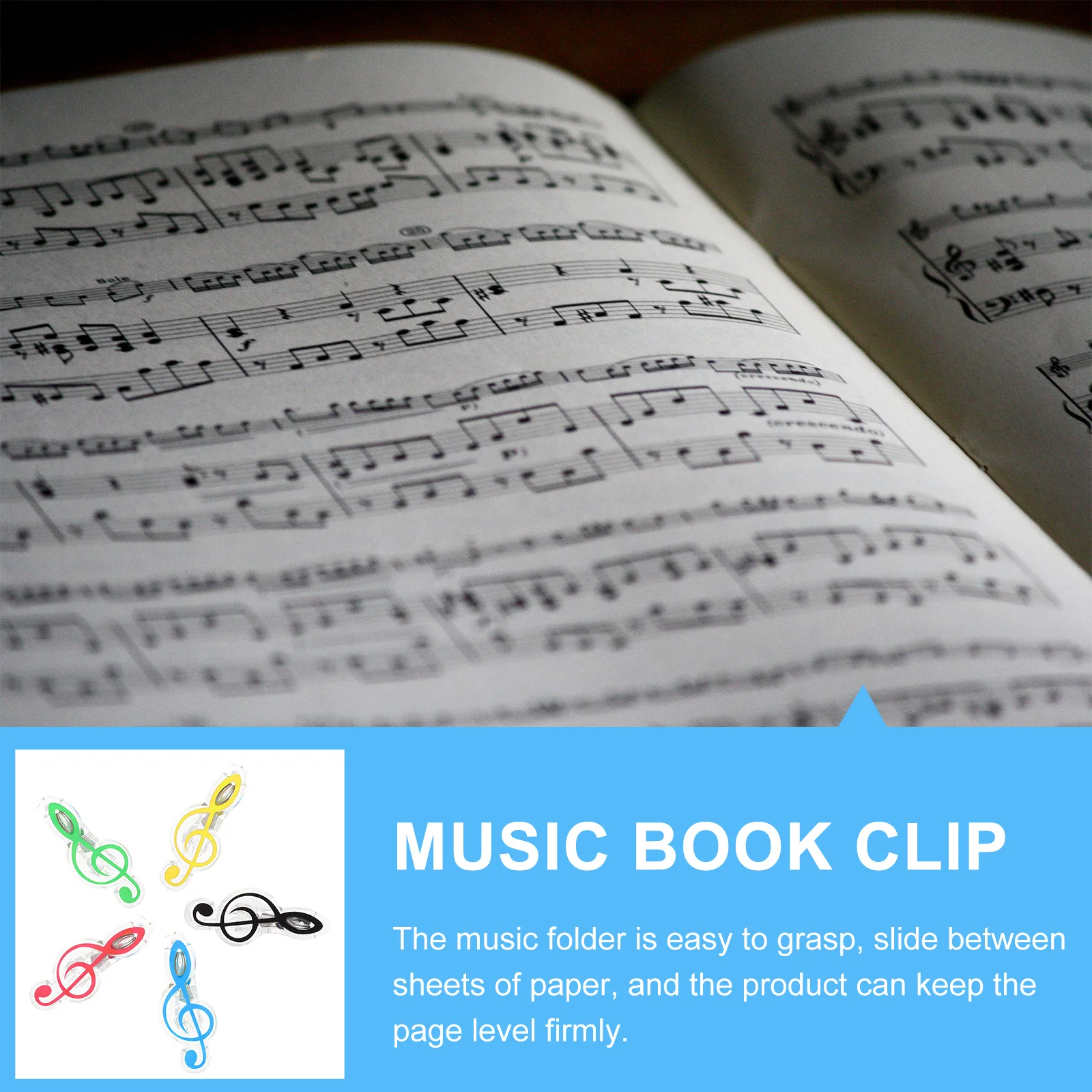 

5pcs Music Note Clips Waterproof Portable Sheet Clip For Windy Outdoor Use Score Holder Plastic Page Holder For Piano Sheets