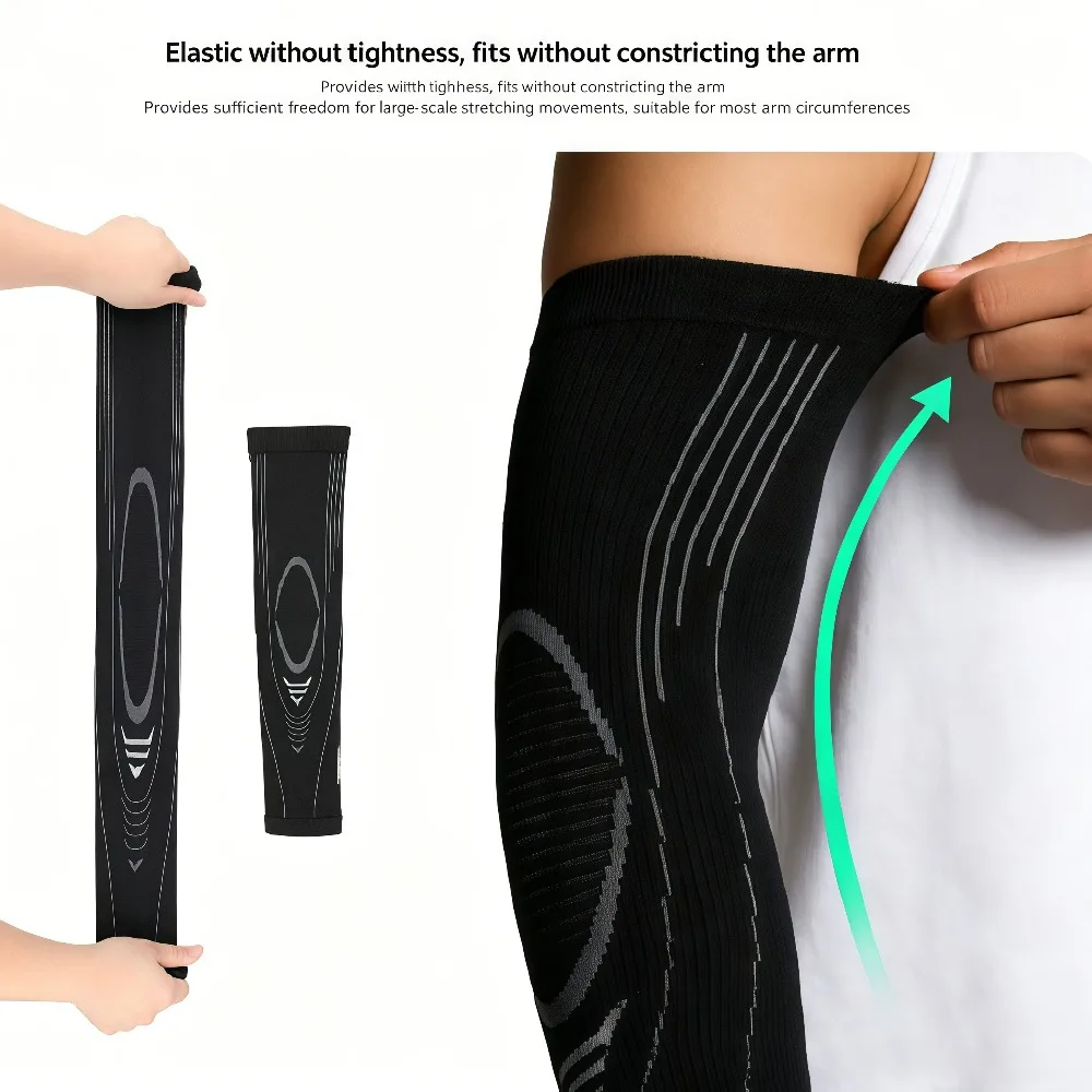 1-2Pcs Full Arm Compression Sleeves Breathable Elbow Brace Support for Men Women Sports Basketball Cycling Running Tennis Golfer view 4