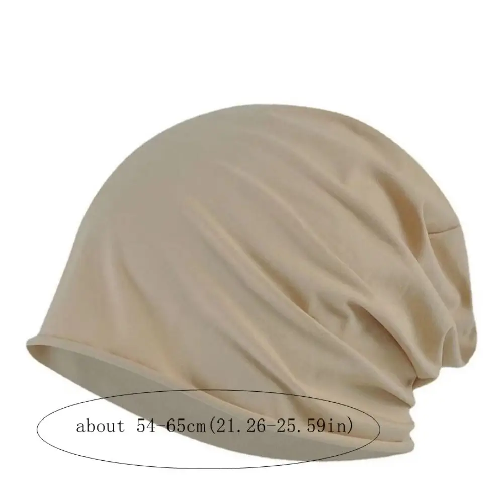 2PCS Baggy Cap Windproof Confinement Nightcap Soft Cotton Bald Cap Cover Solid Color Single Layer White Hair Cap Running