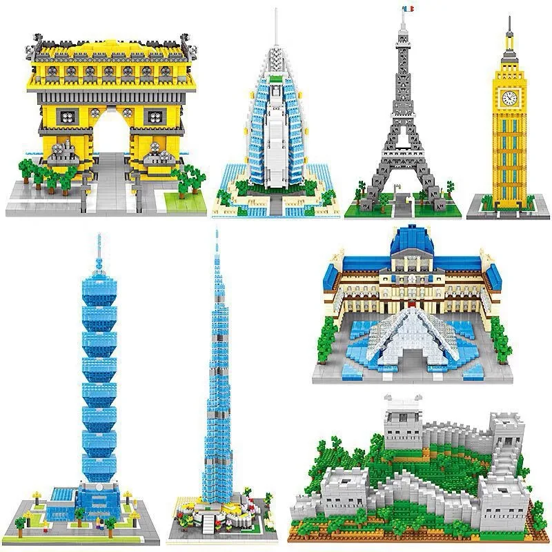 World Famous Architecture Building Mini Block Set Desktop Ornament Model Creative DIY Kids Educational Toys Holiday Gifts