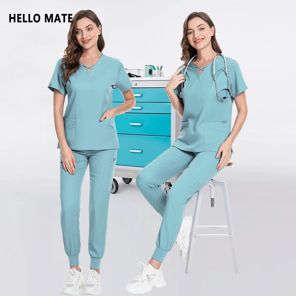 

Высококачественный эластичный набор скрабов, рабочая одежда для больниц, операционной, медицинская хирургическая форма, стоматологическая униформа для красоты, лабораторный топ, брюки