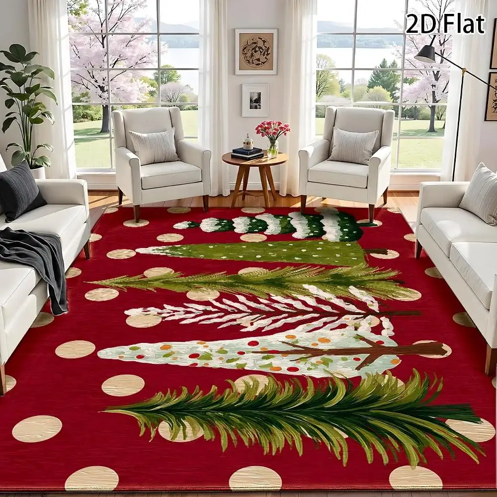 Christmas Floor Mat Blue Plaid Tree Print Rug Red Wood Reindeer Snowflake Doormat Home Decor Living Room Xmas Holiday Decoration