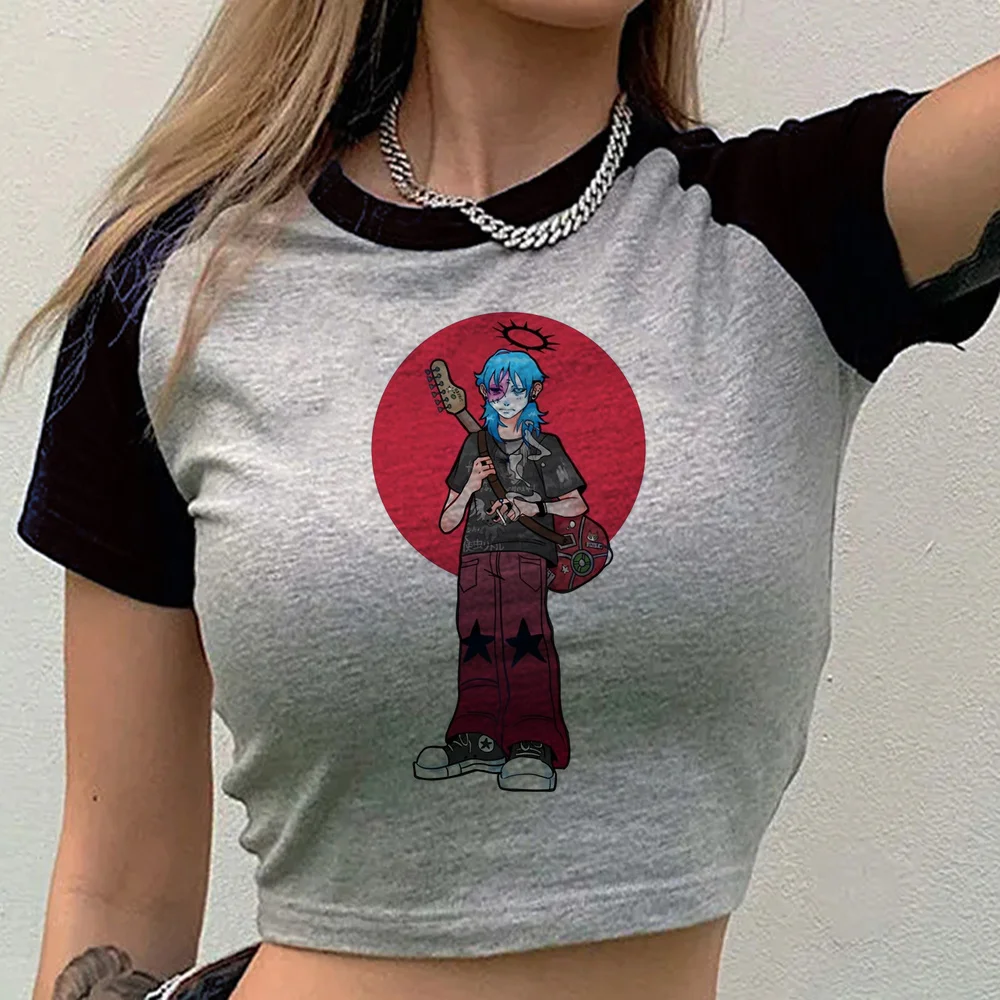 Sally Face cropped top girl y2k graphic kawaii gothic anime t-shirt korean fashion streetwear cheap