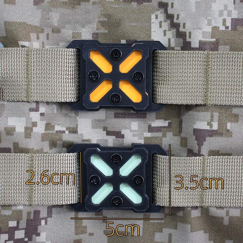توهج X شعار التكتيكية على ظهره مول كليب عاكس مضيئة والعتاد حزام DIY الملحقات ABS الراتنج التكتيكية مشبك