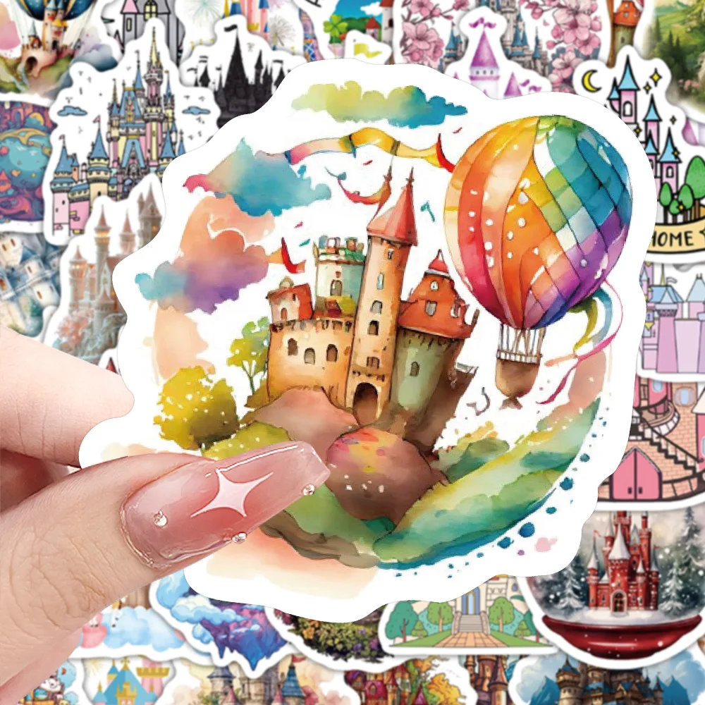 10/60PC Castle Architecture Creative Stickers Cartoon Decals DIY Decoration Notebook Mobile Guitar Suitcase Graffiti Child Toy