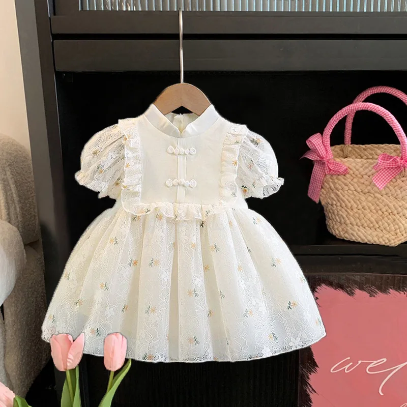 Girls Lolita Summer Foreign Style Children's Princess Dress Girls Baby Lace Fluffy Mesh