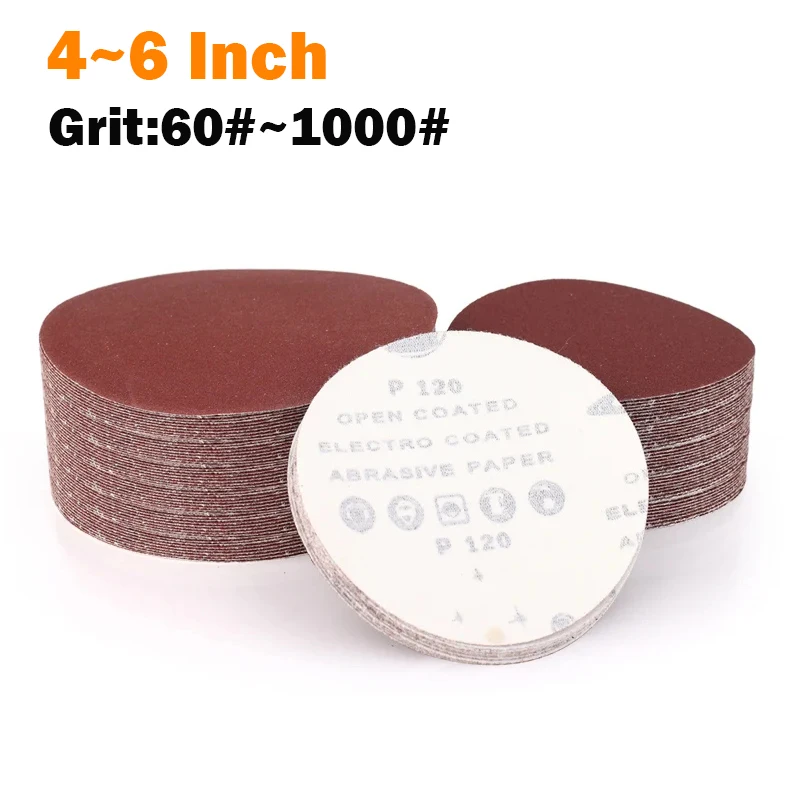 10Pcs Sanding Paper 4-5-6 Inches 60/80/100/120/150/180/240/320/400~1000Grit Metal Polished Woodworking Tools Dremel Accessories