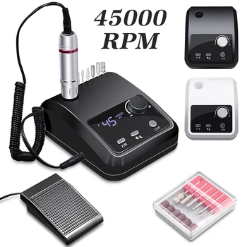 45000 RPM Electric Nail Drill Machine Electric File HD Display Metal Manicure Pen Professional Nail Lathe Sander for Nails