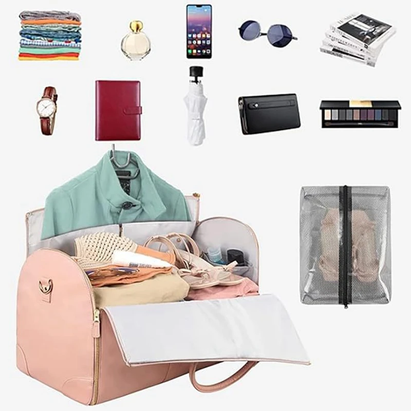 Travel Foldable Clothing Bag Multi-Function Garment Bag Travel Bag Garment Bag for Carry on Garment Bag,Beige-A57M