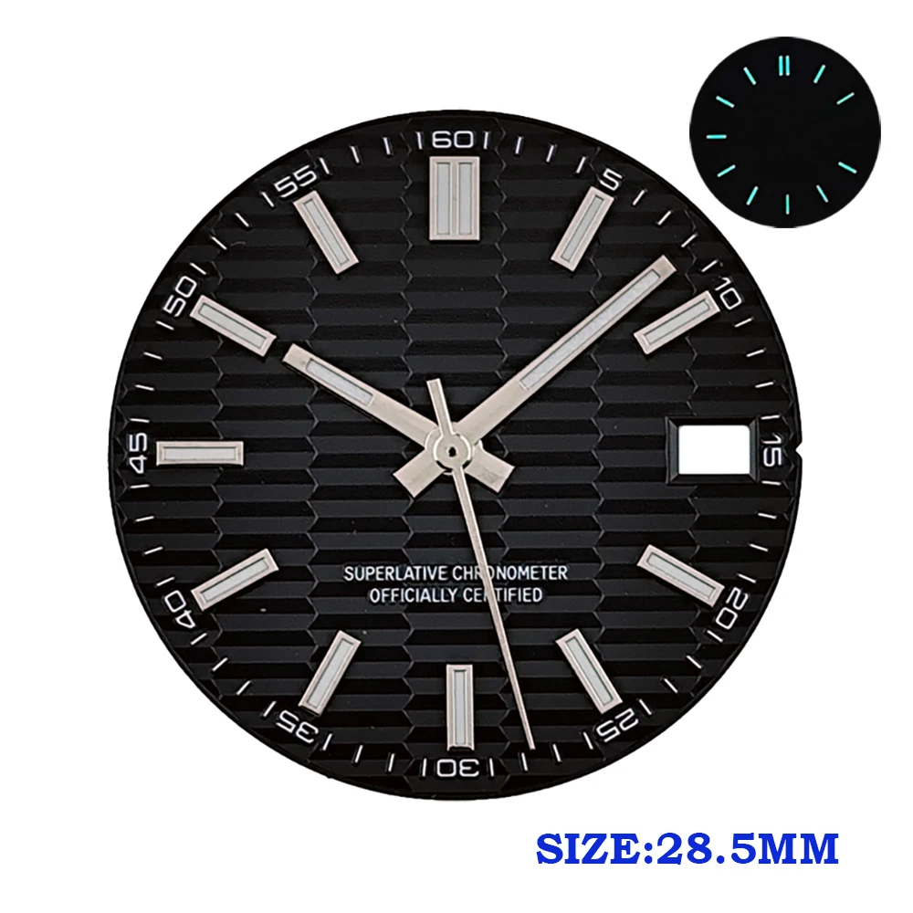 28.5MM Customized Watch Dial NH35 Men's Automatic Watch Blue Luminous Dial Suitable for NH35 Movement Watch Accessories