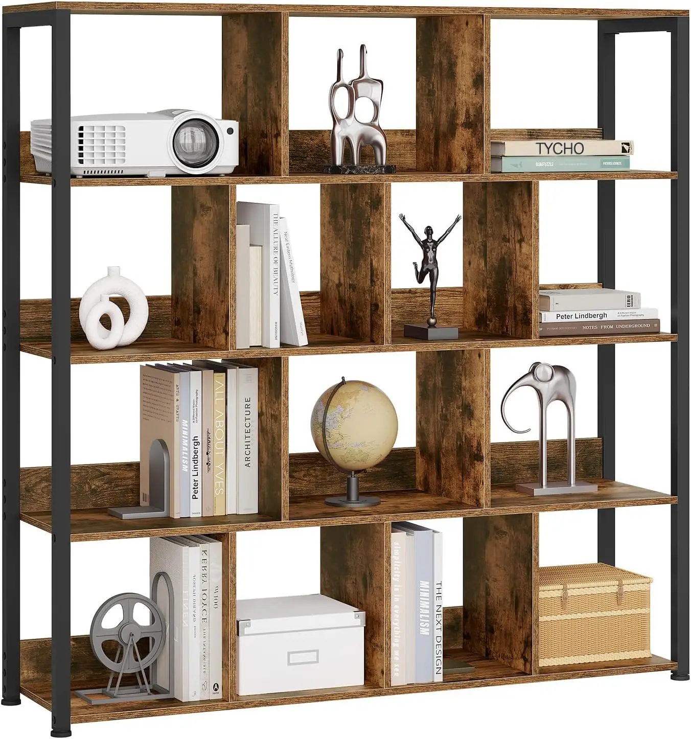 ستاندريجال ريجال ستيند، Bücherregal mit 4 Ebenen، Bücherschrank Aufbewahrungsregal Küchenregal Eckregal، Standregal mit Kippsi