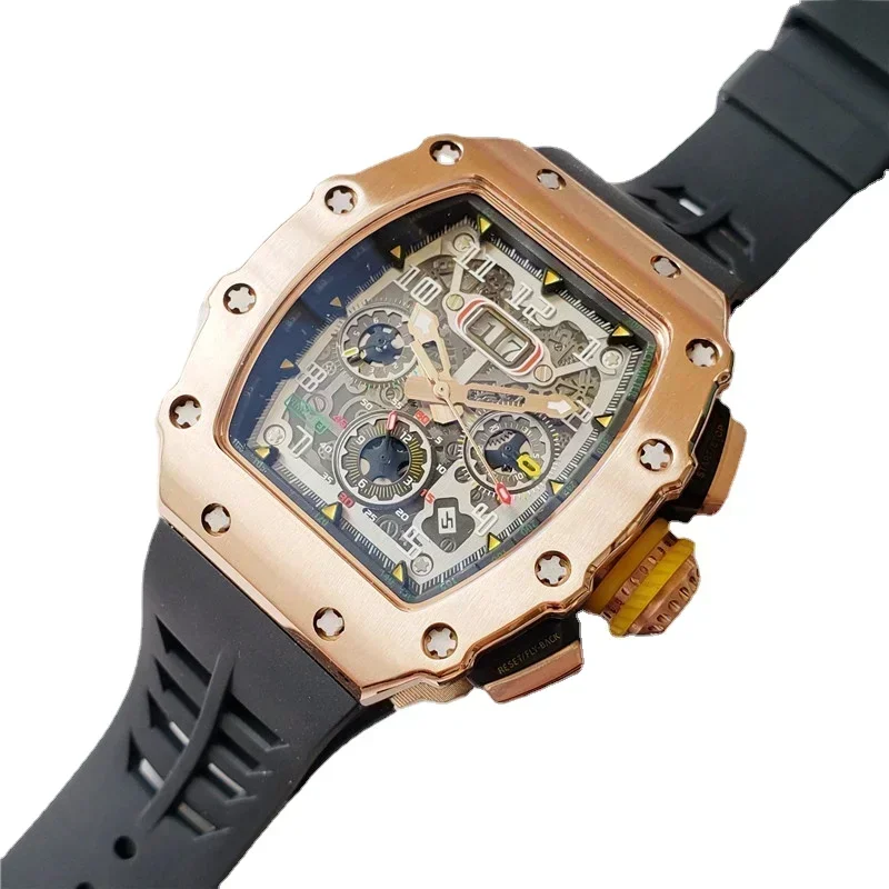 

Роскошные Мужские автоматические механические часы-скелетоны из нержавеющей стали, черные, серые, резиновые