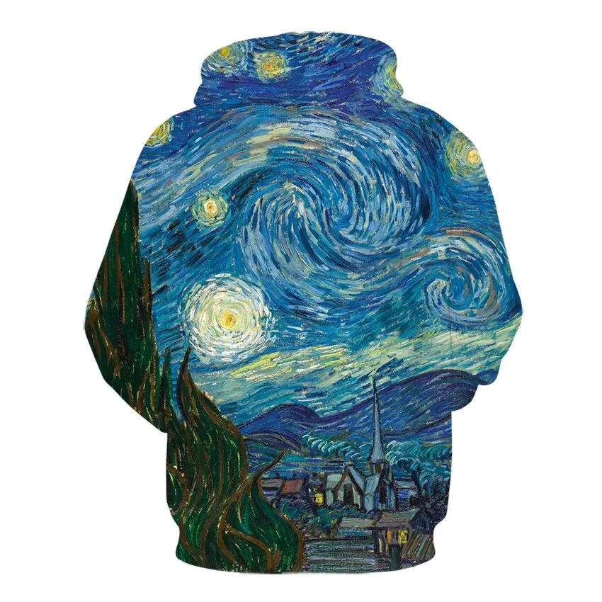 3D Print Van Gogh Oil Painting Starry Night Hoodie For Women Men Loose Oversized Pullovers Sweatshirt Men Sudaderas Para Hombres