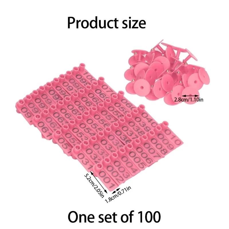100lots Livestock Earcon Marker Numbered Cow Sheep Rabbit Identification Tool for Cattle Sheep Pigs and Poultry Use