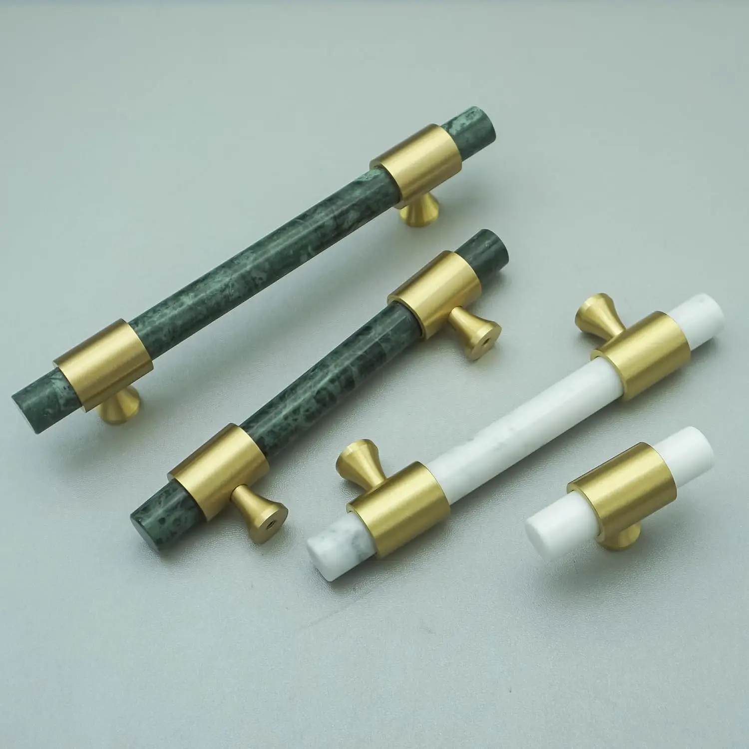 Natural Marble with Brass Cabinet Handles T Bar Kitchen Cupboard Door Knobs Modern Wardrobe Pulls Luxury Furniture Hardware