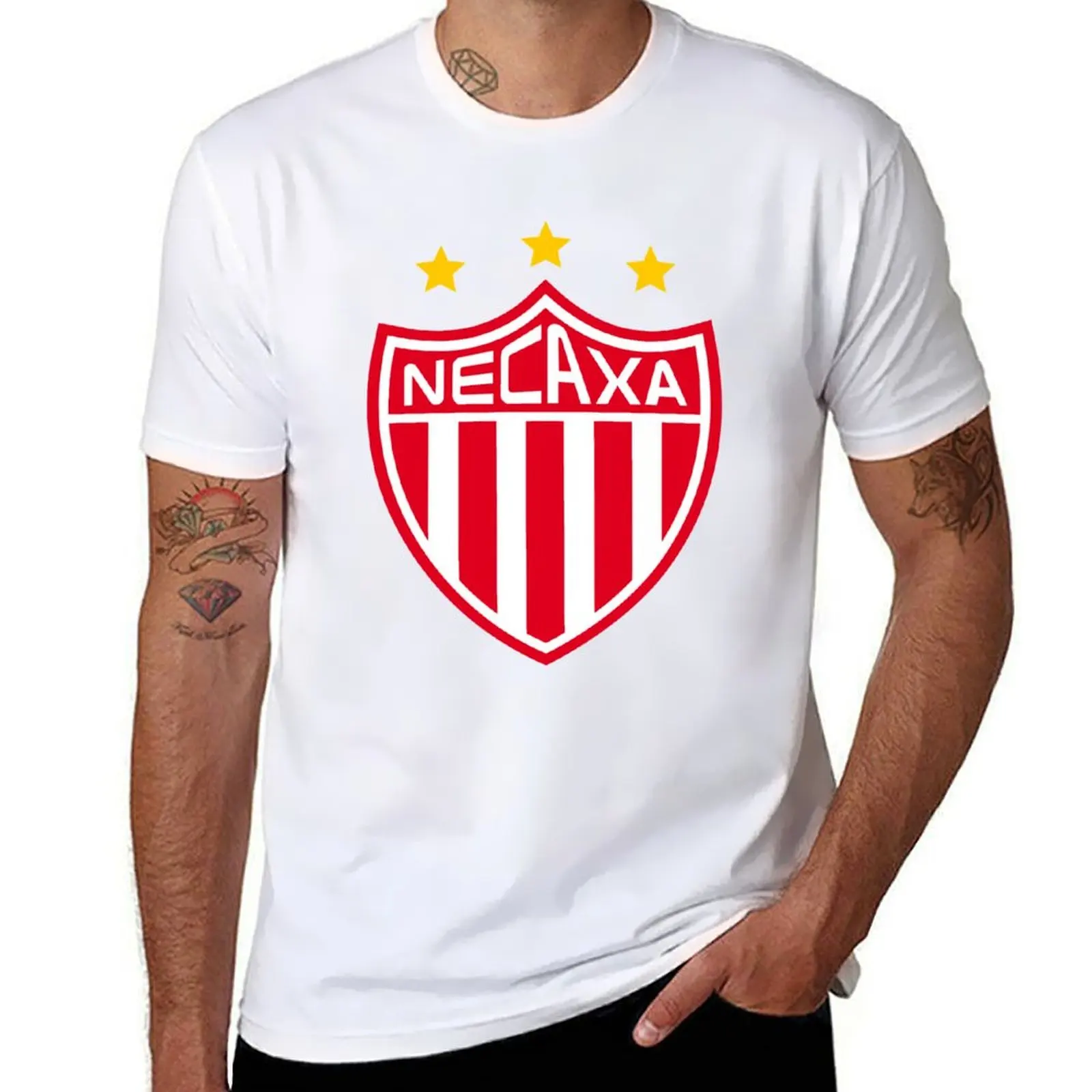 Camiseta com logotipo Necaxa, tamanho grande, casual para atividades ao ar livre