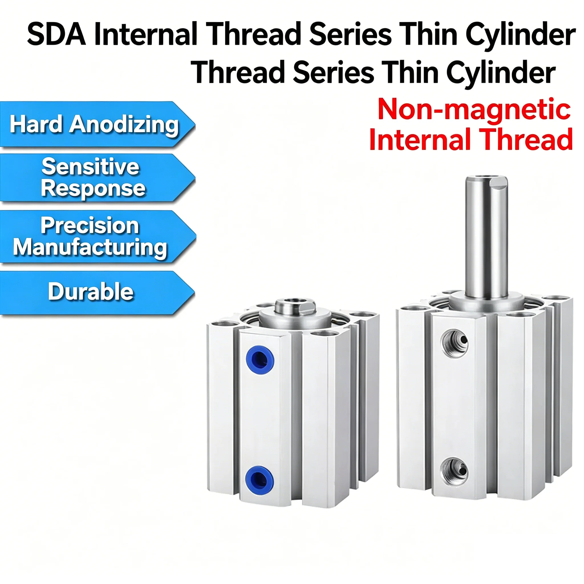 Pneumatic Cylinder SDA 12/16/20/25/32/40/50/63/80/100 Bore Series Double Acting 5-100mm Stroke Compact Thin Air Cylinders