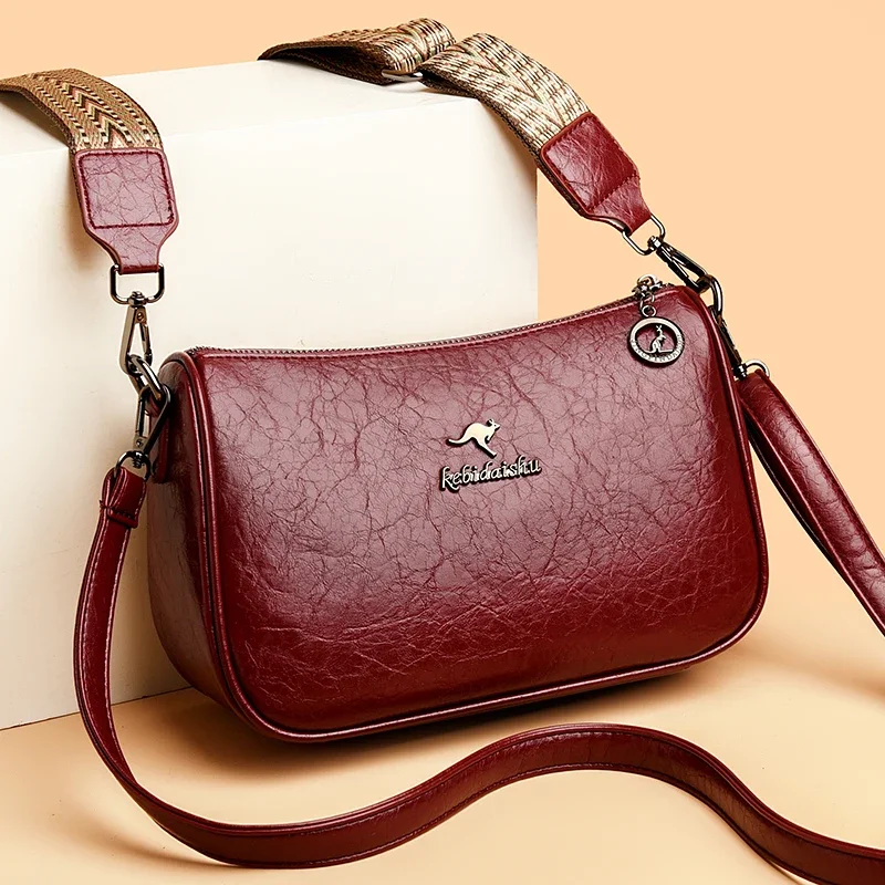 

High Quality Soft Leather Shoulder Bags For Women Fashion Ladies Messenger Crossbody Bag Luxury Designer Handbag Commuting Sac