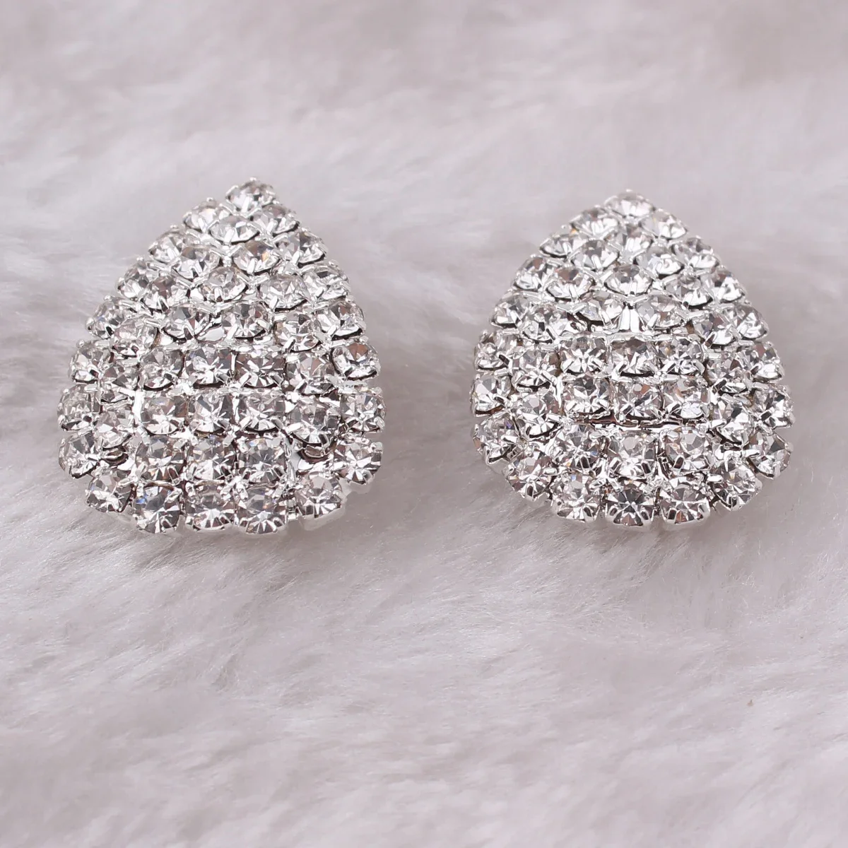 High-grade Rhinestone Crystal Tear Drop Geometric Flower Clip on Earrings No Pierced for Women Wedding Luxury No Hole Earrings