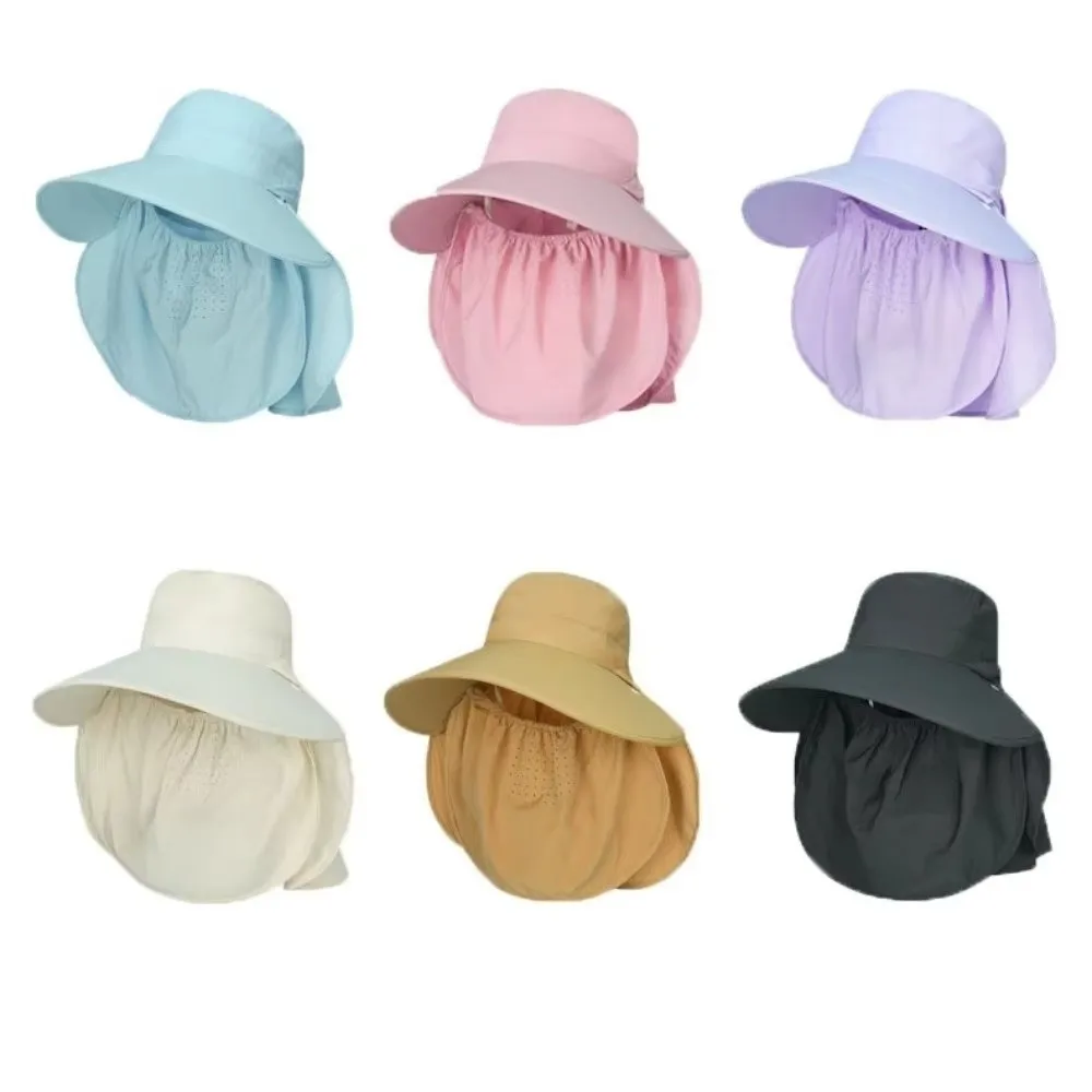 

New Anti-UV Fisherman Hat Wide Brim 50+UPF Protection Sun Hat with Face Mask Neck Shawl Adjustable Bucket Hat Summer