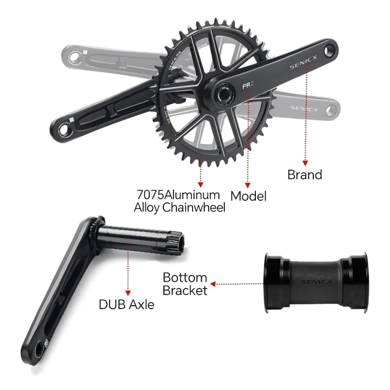 SENICX Bicycle Cranks with Chain Wheel 40T/42T/44T Chain Ring 11Speed for DUB Road Bicycle Crankset 165mm170mm175mm Bike Parts