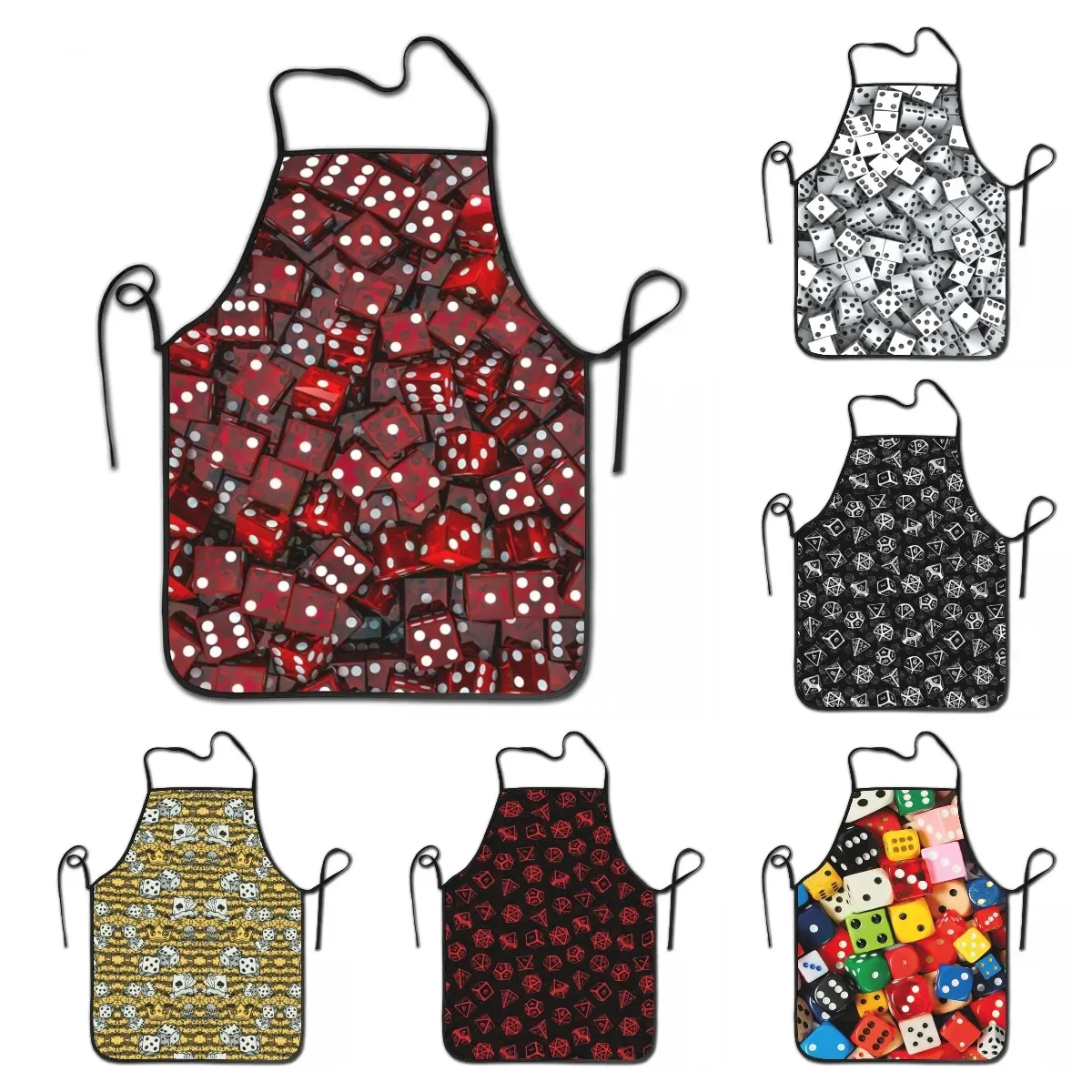 3D Render Red Dice Apron Women Men Unisex Bib Casino Gambling Games Cooking Kitchen Tablier Cuisine Chef Painting