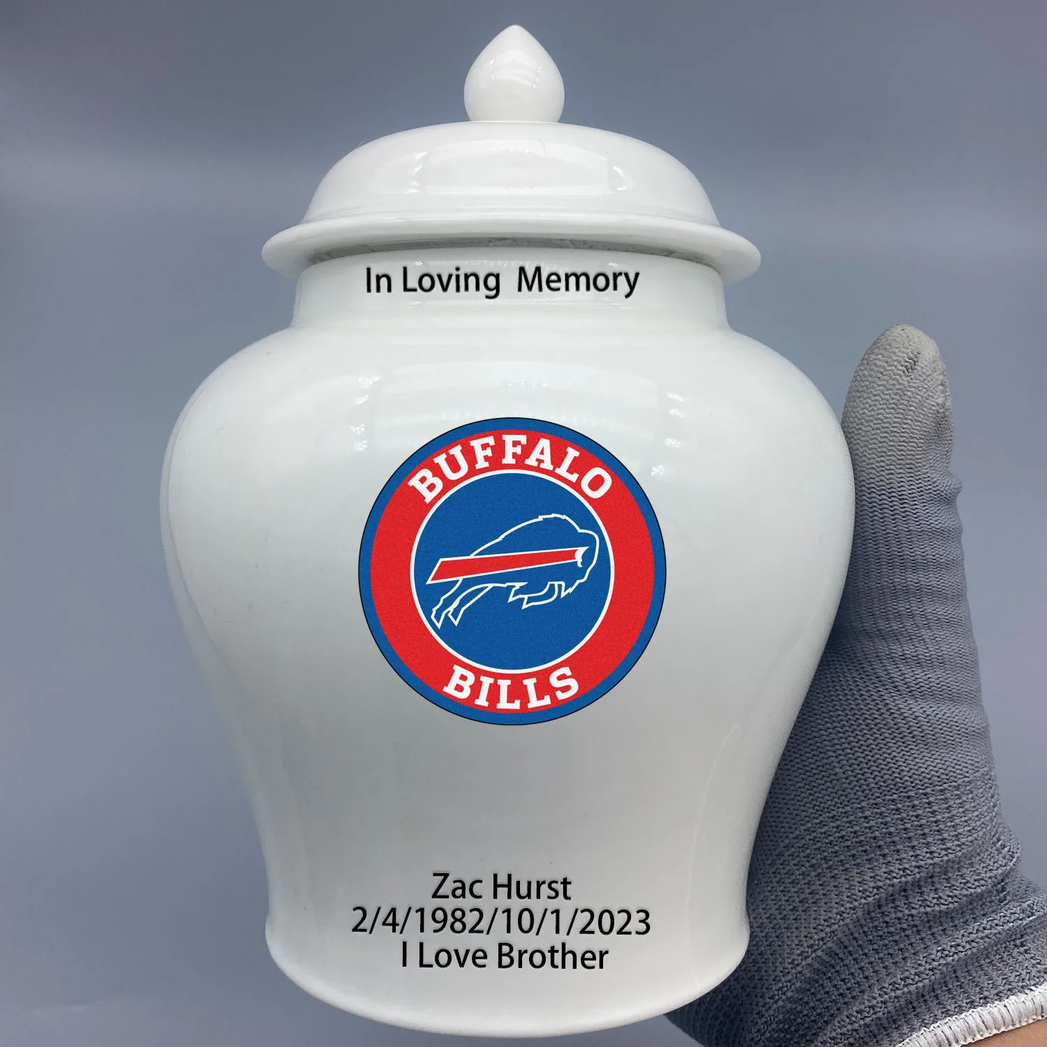 Medium Urn for Buffalo Bills-themed Logo Custom Urn.Send me the name/date you want to appear on the urn by Remarks Message.