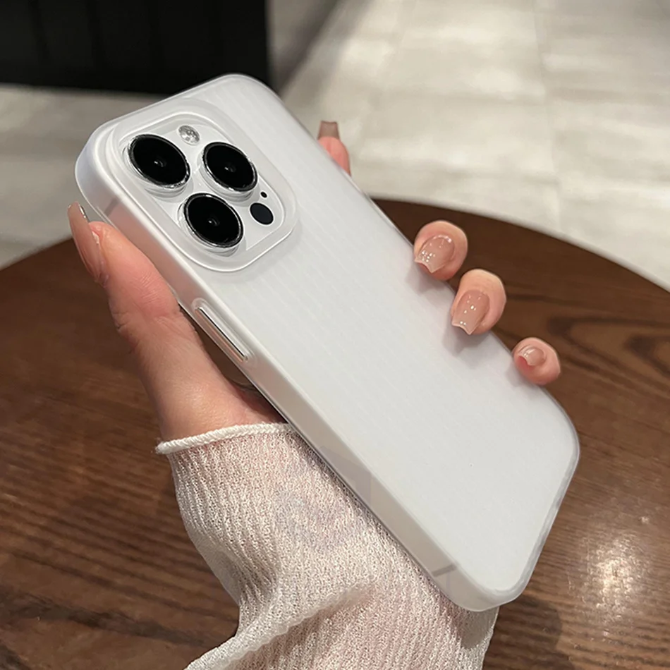 Luxus Wellpappe Muster matt klar Fall für iPhone 15 plus 14 13 12 16 Pro Max schlanke kreative Welle transparente harte Rückseite
