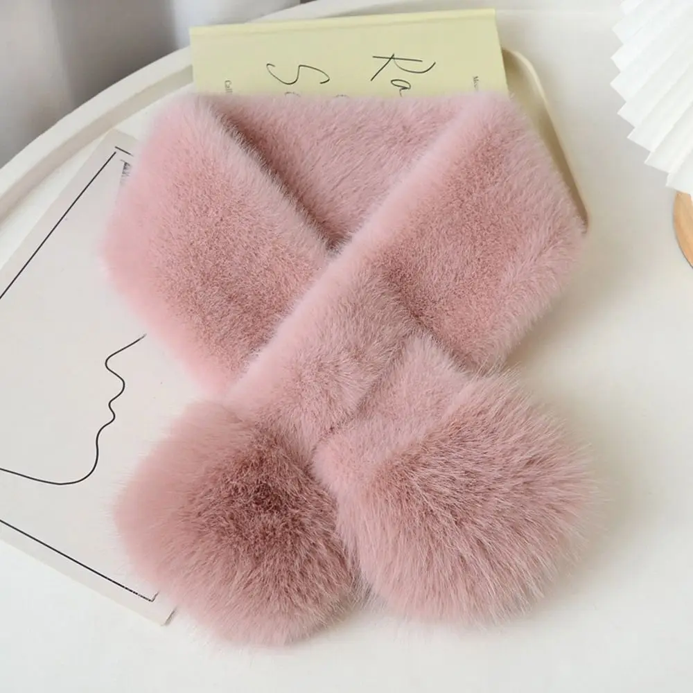 

Милый однотонный корейский зимний шарф, мягкий плюшевый воротник из искусственного меха норки, теплый мягкий теплый шарф для шеи, Рождественский подарок